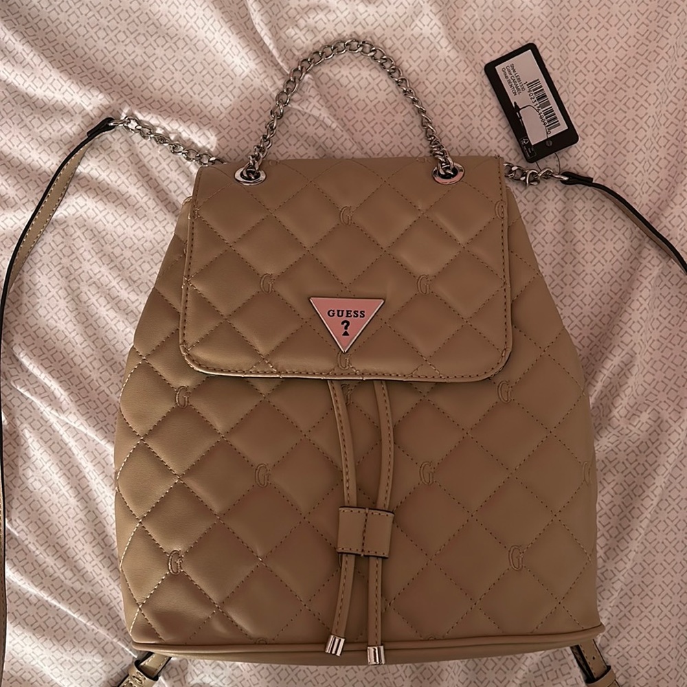 GUESS CARAMEL QUILTED BACKPACK